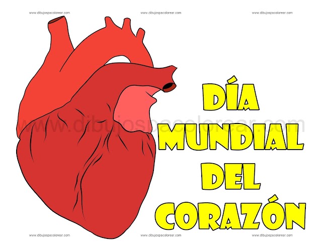 Día Mundial del Corazón dibujo a color y para colorear